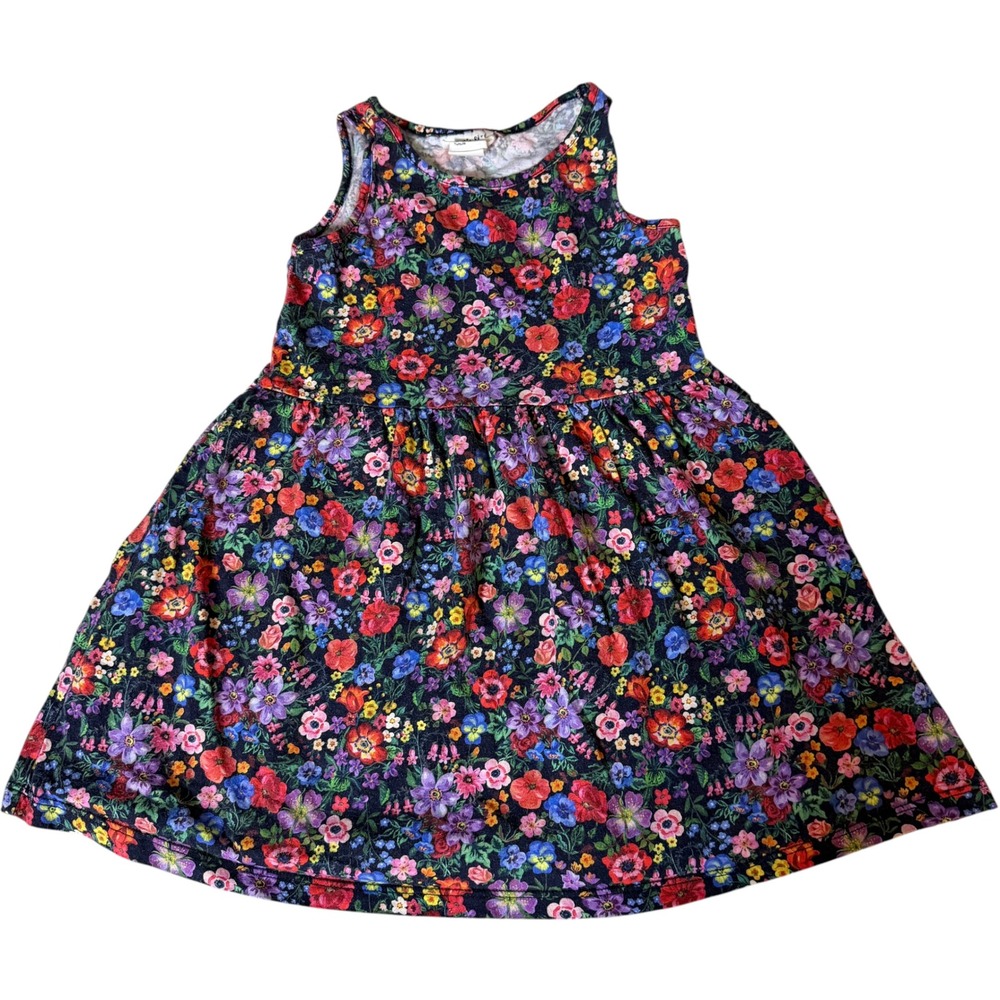 H&M Nathalie Lété Floral Dress Kids‎ 4-6Y Navy Blue Sleeveless Cotton Jersey